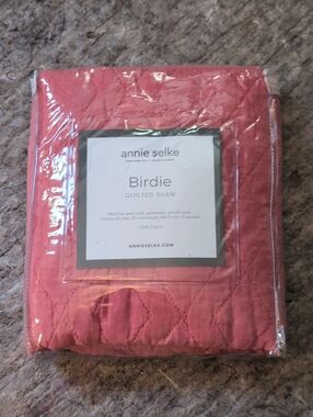 Annie Selke Birdie 100% Cotton Quilted Sham in Coral Pink 26 X 26